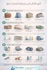 أشهر الأماكن التي يتم إخفاء المخدرات فيها 